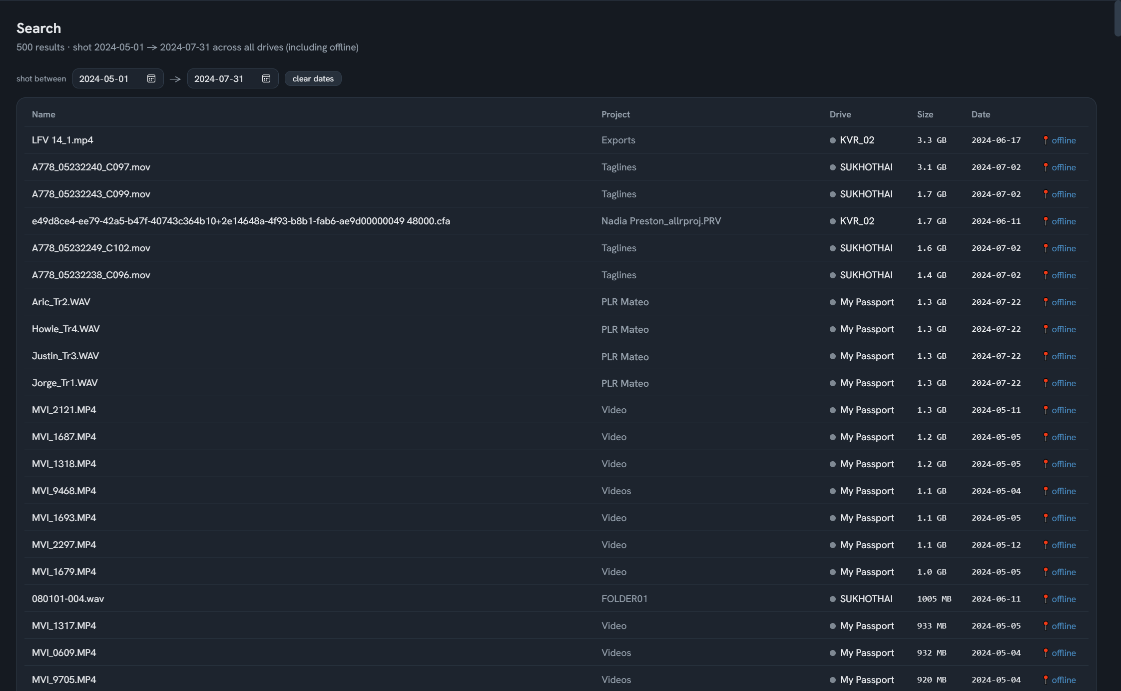 Date-range search finding files on drives that are not plugged in